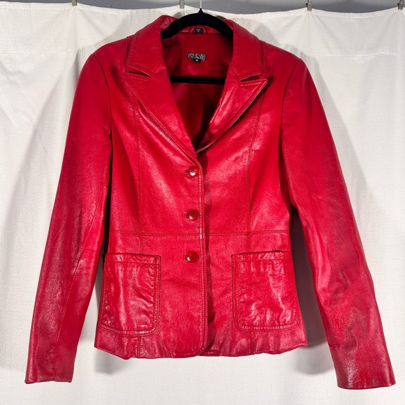 Heart Moon Star Jackets & Blazers - Vintage Red Leather Blazer Jacket